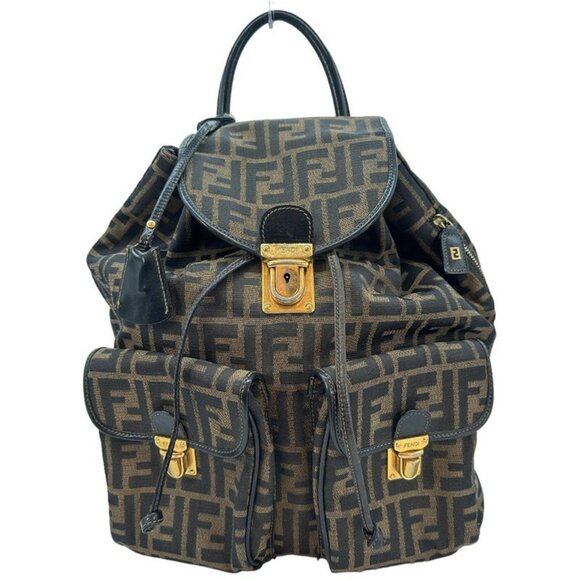 Fendi Zucca Pattern Canvas and Leather Backpack and Daypack main image 4